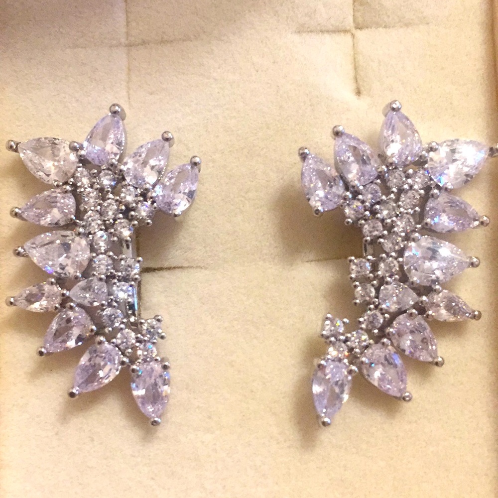 Sparkling silver toned clip-on earrings